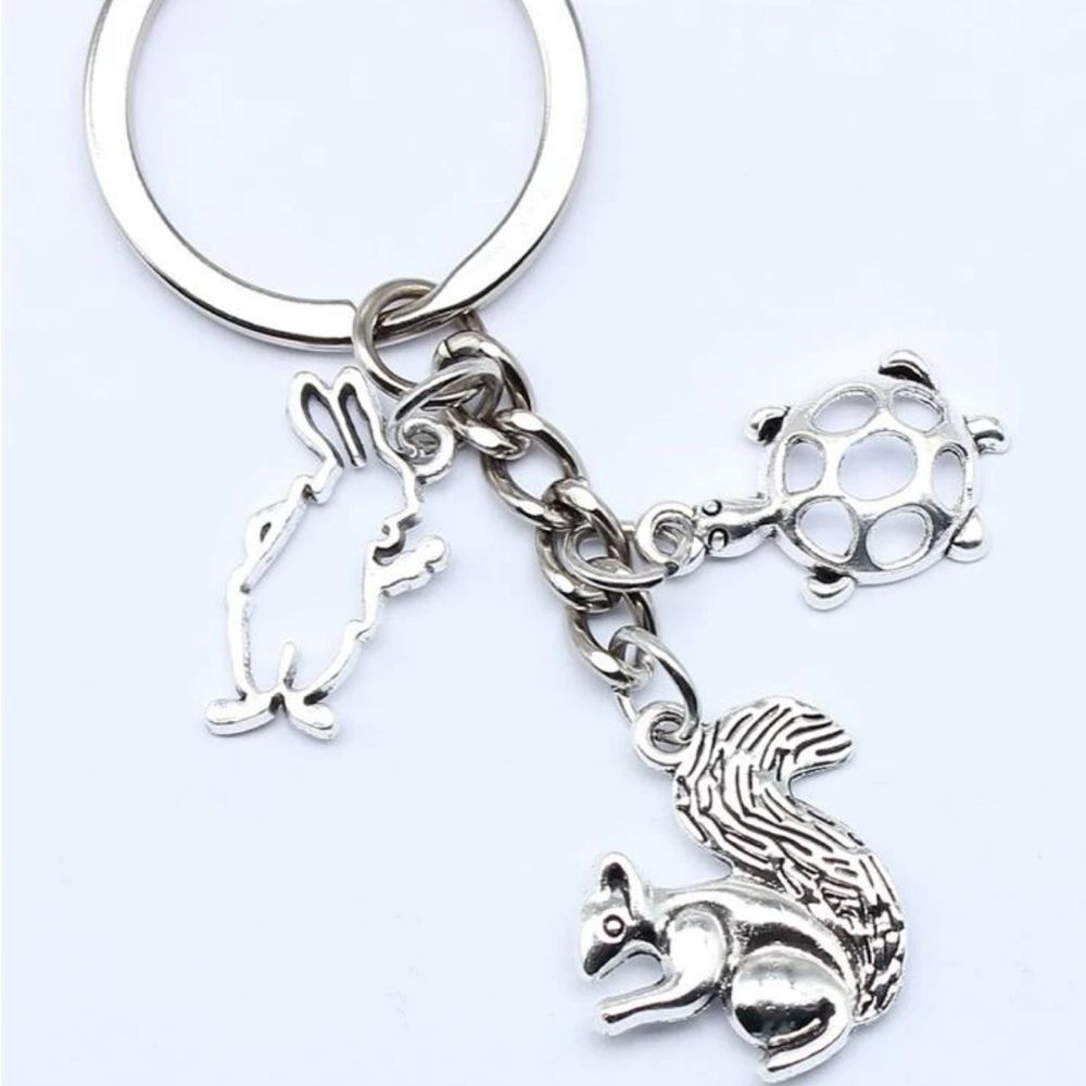 New Squirrel Turtle Rabbit Purse Charm Keychain Silver Stocking Stuffer Gift